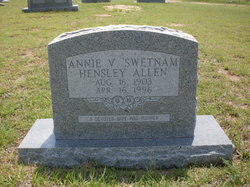 Ann Virginia “Annie” <I>Swetnam</I> Allen 