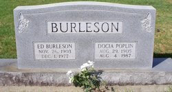 Mary Adocia “Docie” <I>Poplin</I> Burleson 