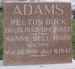 Nancy Belle “Nannie” <I>Horn</I> Adams 
