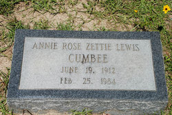 Annie Rose Zettie <I>Lewis</I> Cumbee 