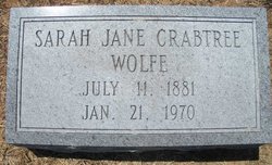 Sarah Jane “Sadie” <I>Crabtree</I> Wolfe 