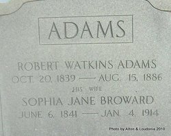 Sophia Jane <I>Broward</I> Adams 