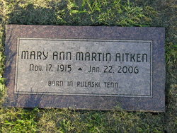 Mary Ann <I>Martin</I> Aitken 