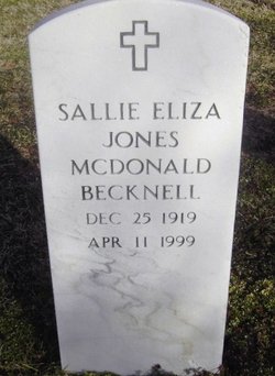Sallie Eliza McDonald <I>Jones</I> Becknell 