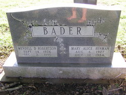 Mary Alice <I>Hinman</I> Bader 