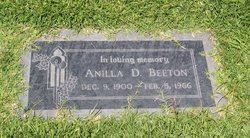Anilla D Beeton 
