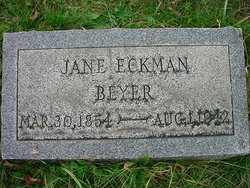 Elvira Jane “Jennie” <I>Eckman</I> Beyer 