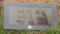 Martha Jane “Mattie” <I>Graham</I> Dean 