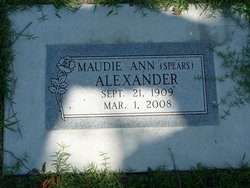 Maudie Ann <I>Spears</I> Alexander 