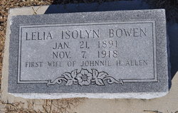 Lelia Isolyn <I>Bowen</I> Allen 