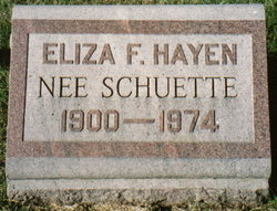 Eliza Fredericka <I>Schuette</I> Hayen 