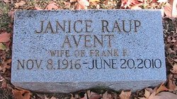 Janice <I>Raup</I> Avent 