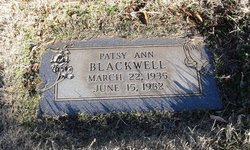 Patsy Ada “Patsy Ann” <I>Ratliff</I> Blackwell 