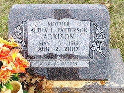 Altha Lee <I>Patterson</I> Adkison 