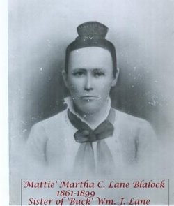 Martha Cordelia “Mattie” <I>Lane</I> Blalock 