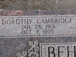 Dorothy Opal <I>Cambridge</I> Behymer 