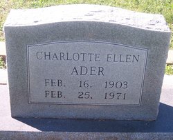 Charlotte Ellen “Lottie” <I>Ahrens</I> Ader 