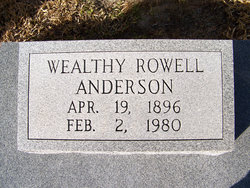 Wealthy Ann <I>Rowell</I> Anderson 