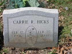 Carrie Wilbur “Carrie” <I>Ray</I> Hicks 