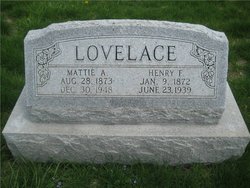 Martha Adeline “Mattie” <I>Mudd</I> Lovelace 