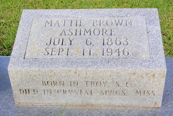 Martha Agnew “Mattie” <I>Brown</I> Ashmore 