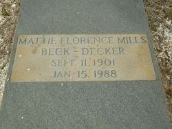 Mattie Florence <I>Mills</I> Beck Decker 