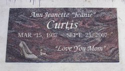 Ann Jeanette “Jeanie” <I>Newsham</I> Curtis 