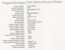 Florence Etta <I>Draper</I> Lovelace 