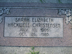 Sarah Elizabeth <I>Hackwell</I> Christensen 