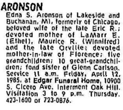 Edna S. <I>Carlson</I> Aronson 