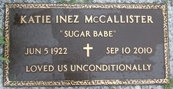 Katie Inez “Sugarbabe” <I>Smith</I> McCallister 