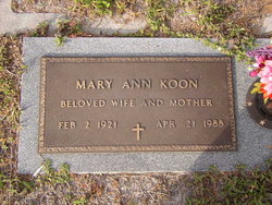 Mary Ann <I>Edwards</I> Koon 