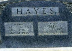 Alice <I>Allen</I> Hayes 