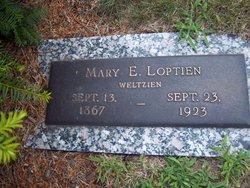 Maria Elizabeth “Mary” <I>Weltzien</I> Loptien 