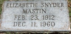 Mary Elizabeth <I>Snyder</I> Mastin 