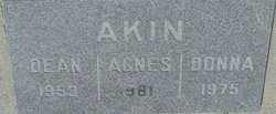 Agnes Rhea <I>Bean</I> Akin 