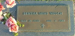 Bertha <I>Mims</I> Welch 