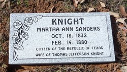 Martha Caroline Ann <I>Sanders</I> Knight 