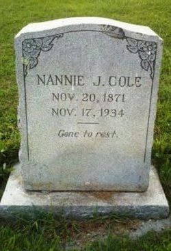 Nancy Jane “Nannie” <I>Alvis</I> Cole 