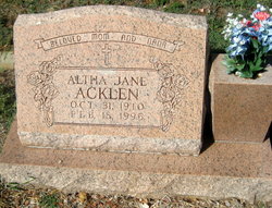 Altha Jane <I>Leever</I> Acklen 