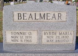 Byrde Maria <I>Yates</I> Bealmear 