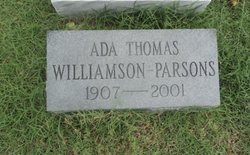 Ada Thomas “Tommie” <I>Williamson</I> Parsons 