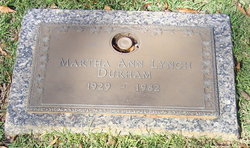 Martha Ann <I>Lynch</I> Durham 
