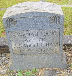 Savannah Lucinda <I>Lang</I> Willingham 