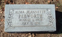 Alma Jeannette <I>Lewis</I> Pebworth 
