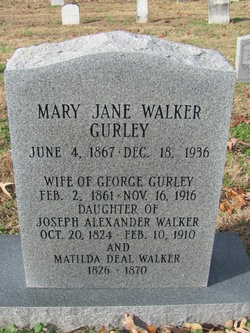 Mary Jane <I>Walker</I> Gurley 