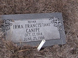 Irma Francis “Jake” <I>Brown</I> Canipe 