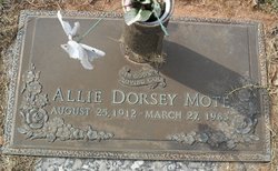 Mamie Allie <I>Dorsey</I> Mote 