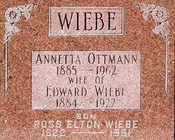 Annetta Friederika Catharina <I>Ottmann</I> Wiebe 