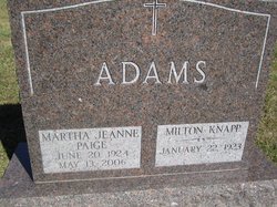 Martha Jeanne <I>Paige</I> Adams 